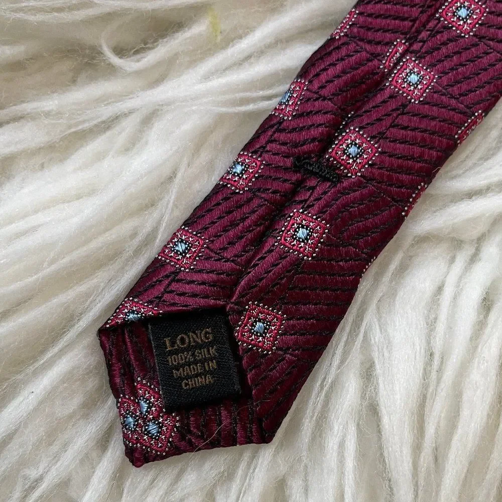 Jos. A. Bank Reserve Dark Red Patterned tie Long 100% Silk